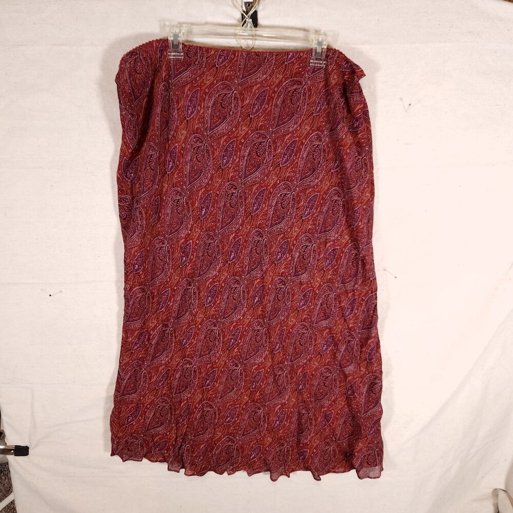 J Jill Paisley Print Skirt Womens XL Rayon Boho Multicolor Polyester Lining
